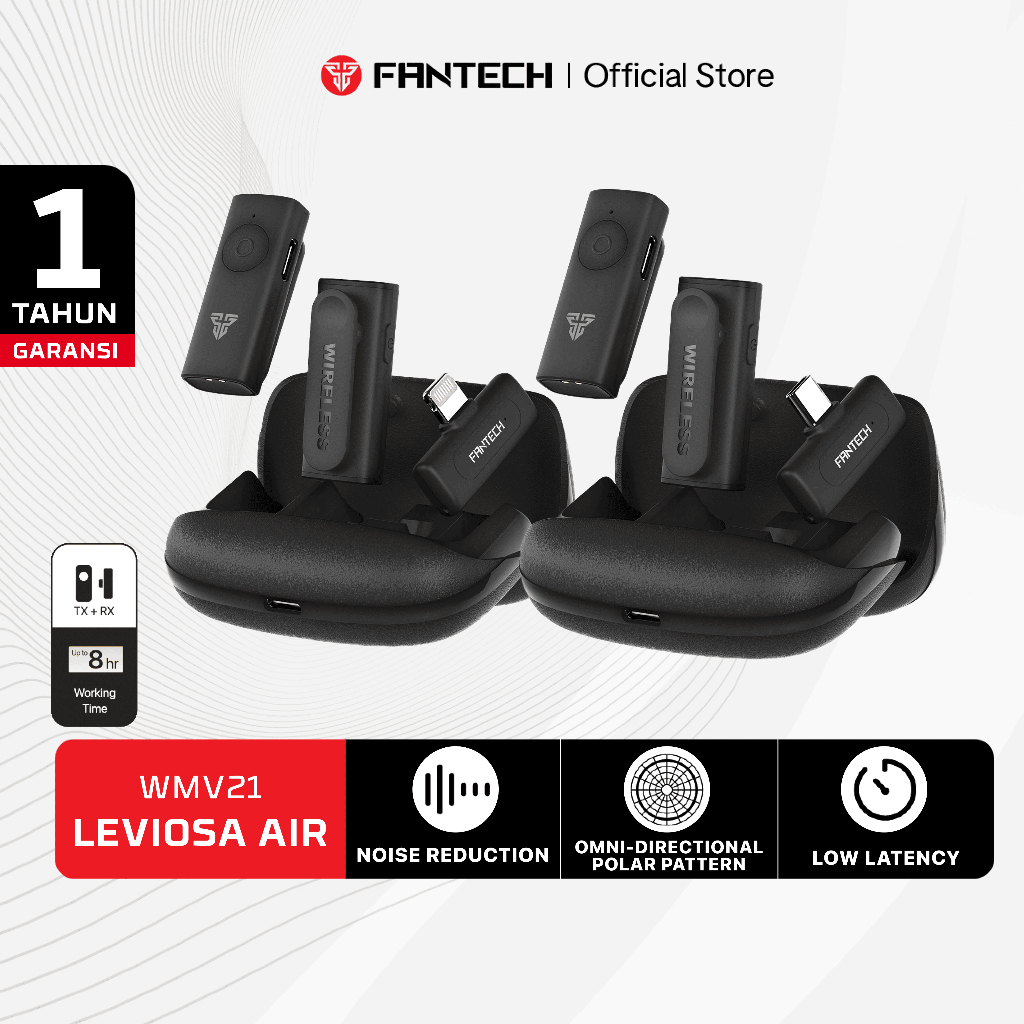 Fantech LEVIOSA AIR Microphone Wireless Lavalier Type C Lightning Dual Mic