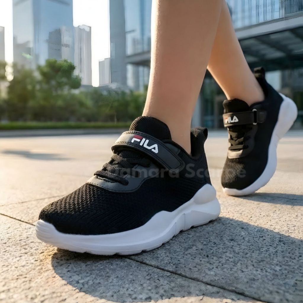 Sepatu Sneakers FilaNd Velcro Fashion Sekolah Anak Laki Laki dan Perempuan