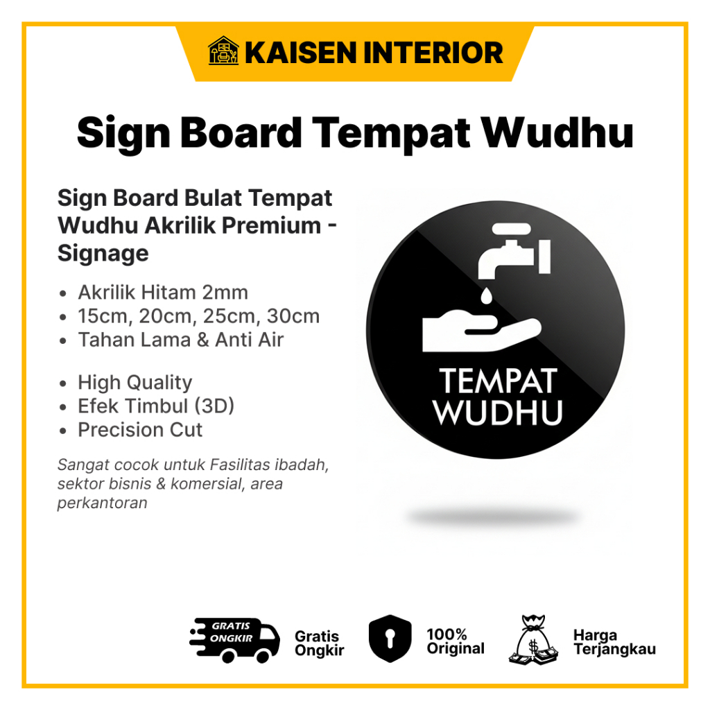 Sign Board Tempat Wudhu Akrilik Timbul / Signange Tempat Wudhu Akrilik