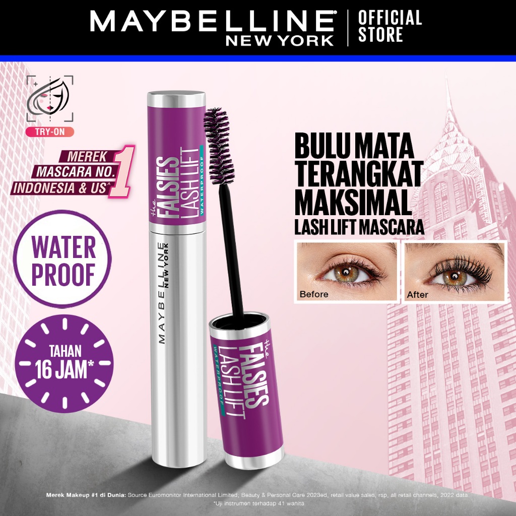 MAYBELLINE OFFICIAL The Falsies Lash Lift Mascara Make Up 8.6ml Waterproof Maskara Bulu Mata Panjang
