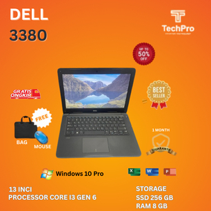 LAPTOP SECOND DELL 3380 I3 GEN 6 RAM 8 SSD 256 TERMURAH
