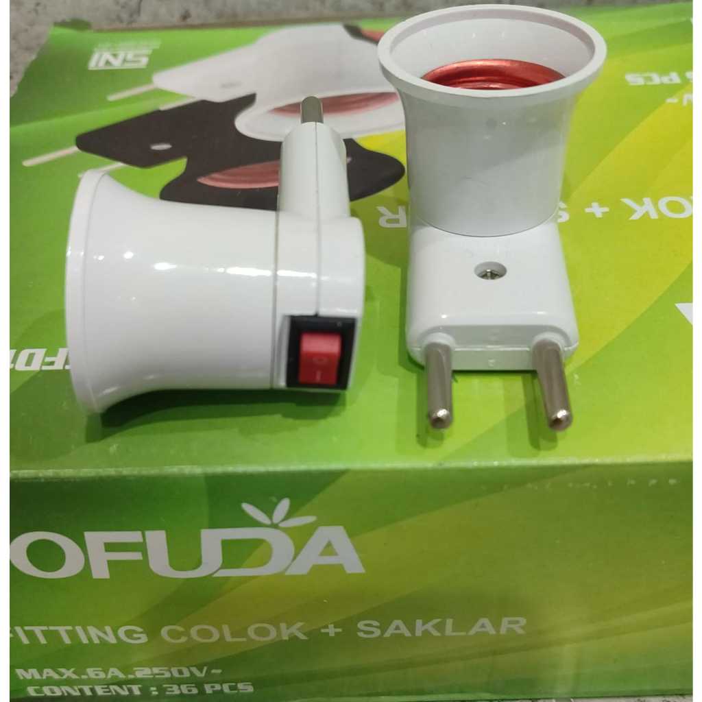 Fitting Colok / Fitting Lampu + Switch / Piting Tofuda Putih