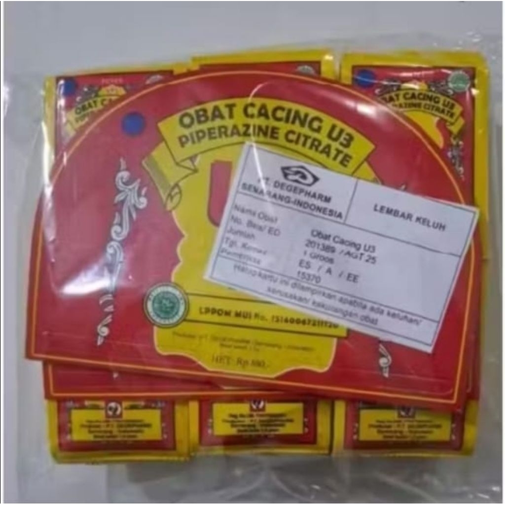 Puyer obat cacing U3 cap jago 1 gros / 12 lusin