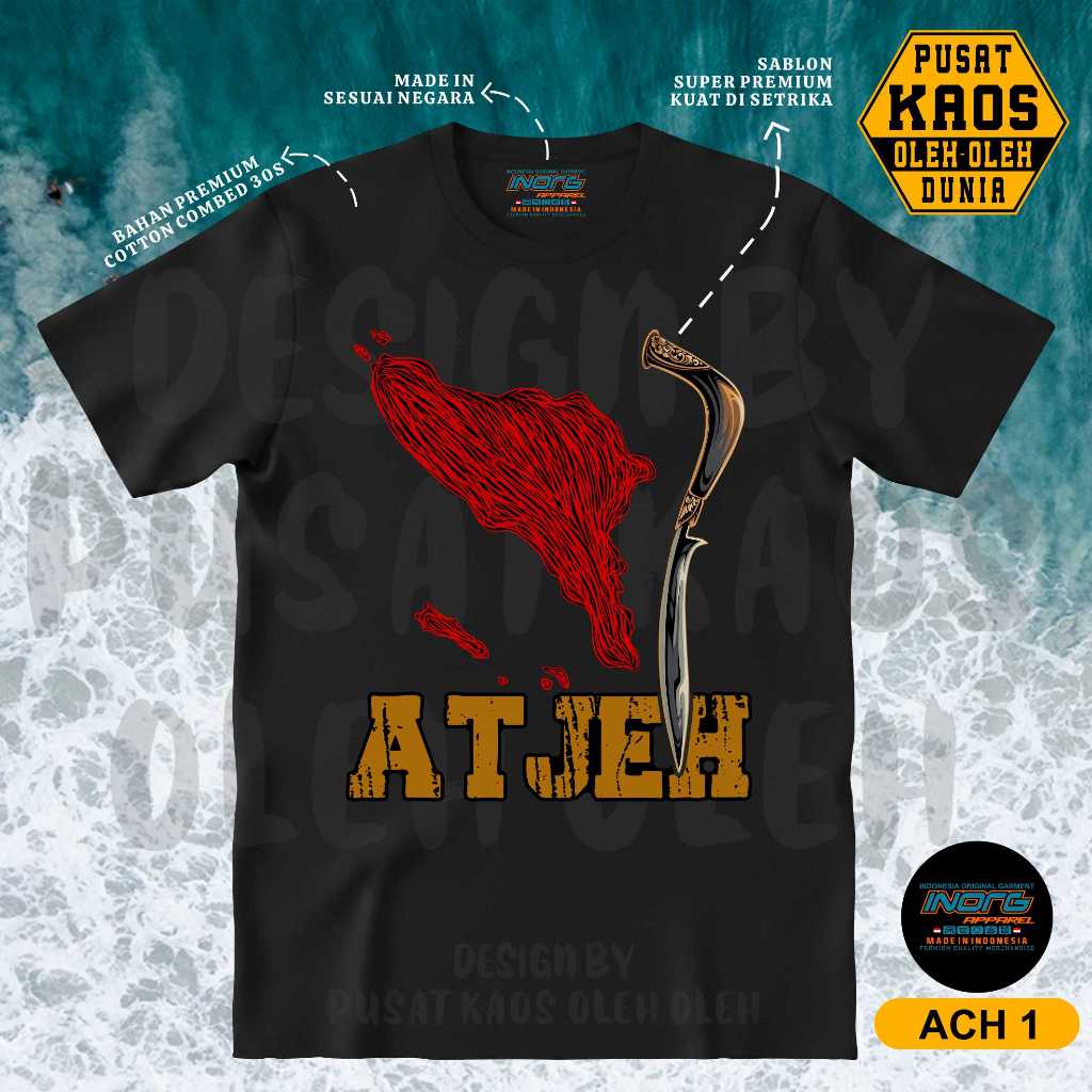 Kaos Aceh T-shirt Oleh-oleh Atjeh Baju Souvenir Tanoh Gayo Rencong ACEH1