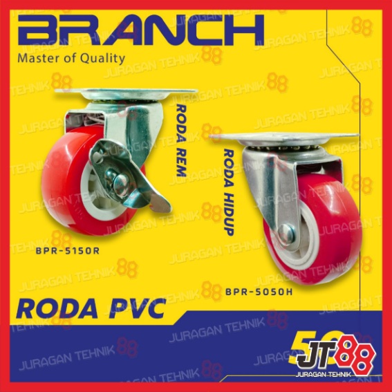Roda pvc Branch Roda Etalase Roda Troli 2 Inch 50mm Roda Hidup mati 4 pcs