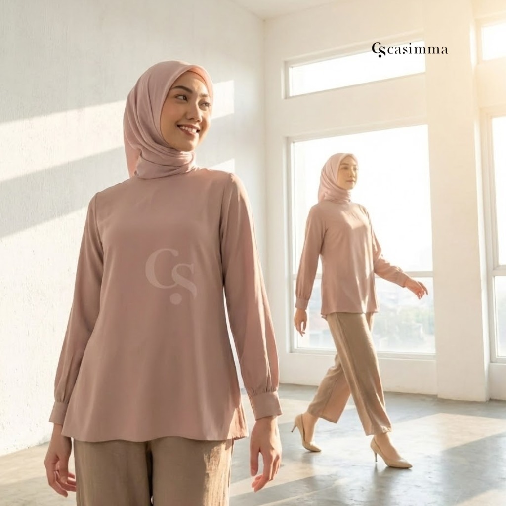 Casimma Hanna - Basic Blouse Polos Pink (Atasan Wanita Polos)