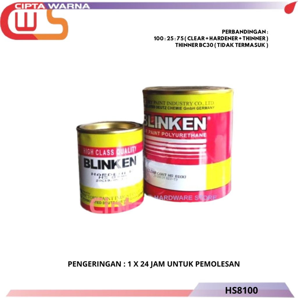 Clear Coat Blinken HS 8100 1,25 liter set Pernis Clearcoat Palembang