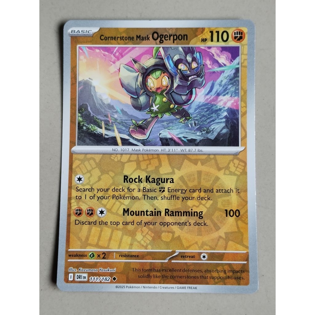 kartu pokemon original holo reverse ogerpon dri 111/182