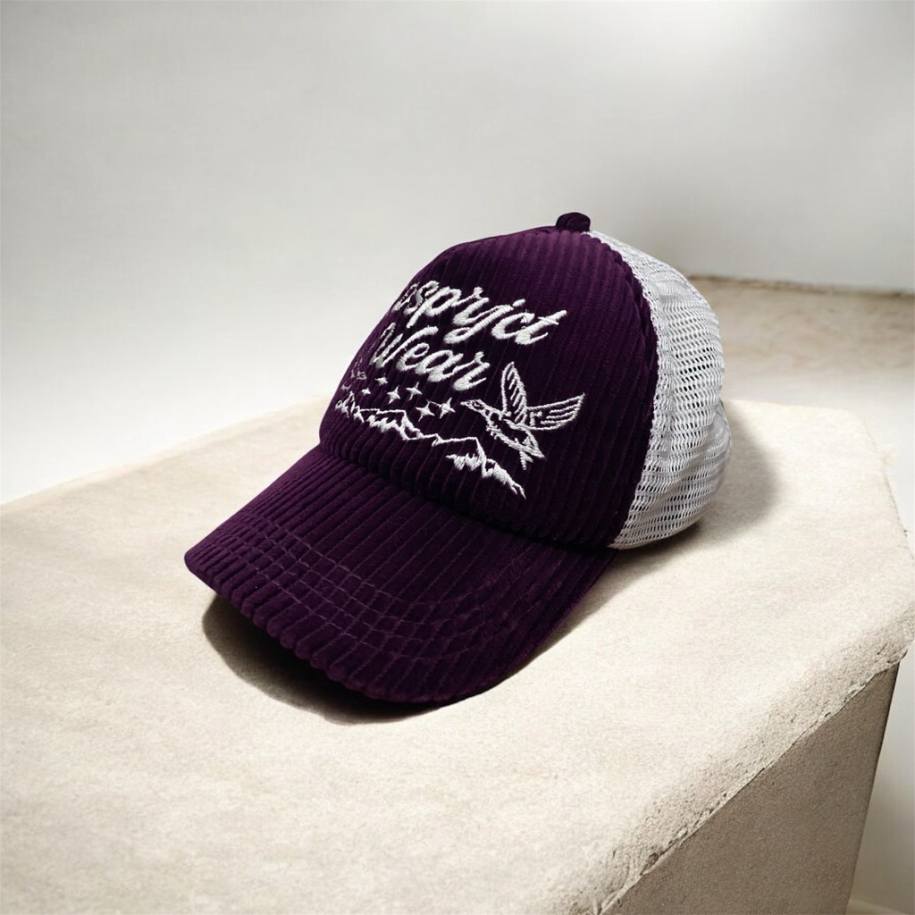 Topi Trucker Lidah Pendek Bahan Corduroy Bordir