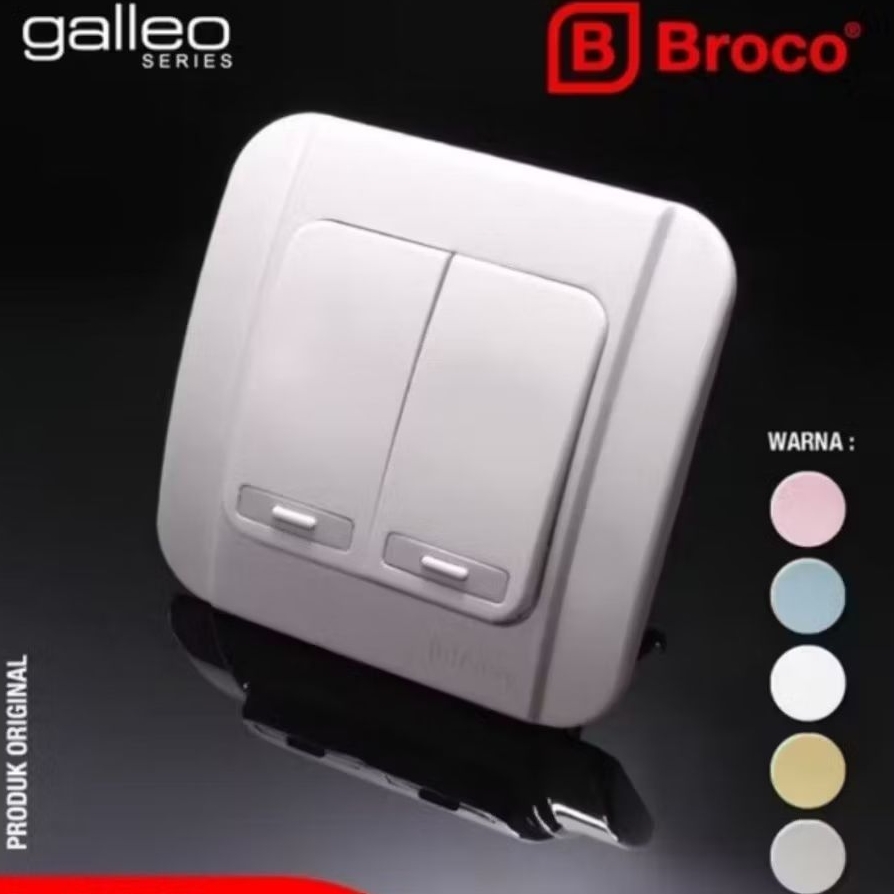 BROCO saklar ganda/seri ib tanam g162 putih 220volt 16A