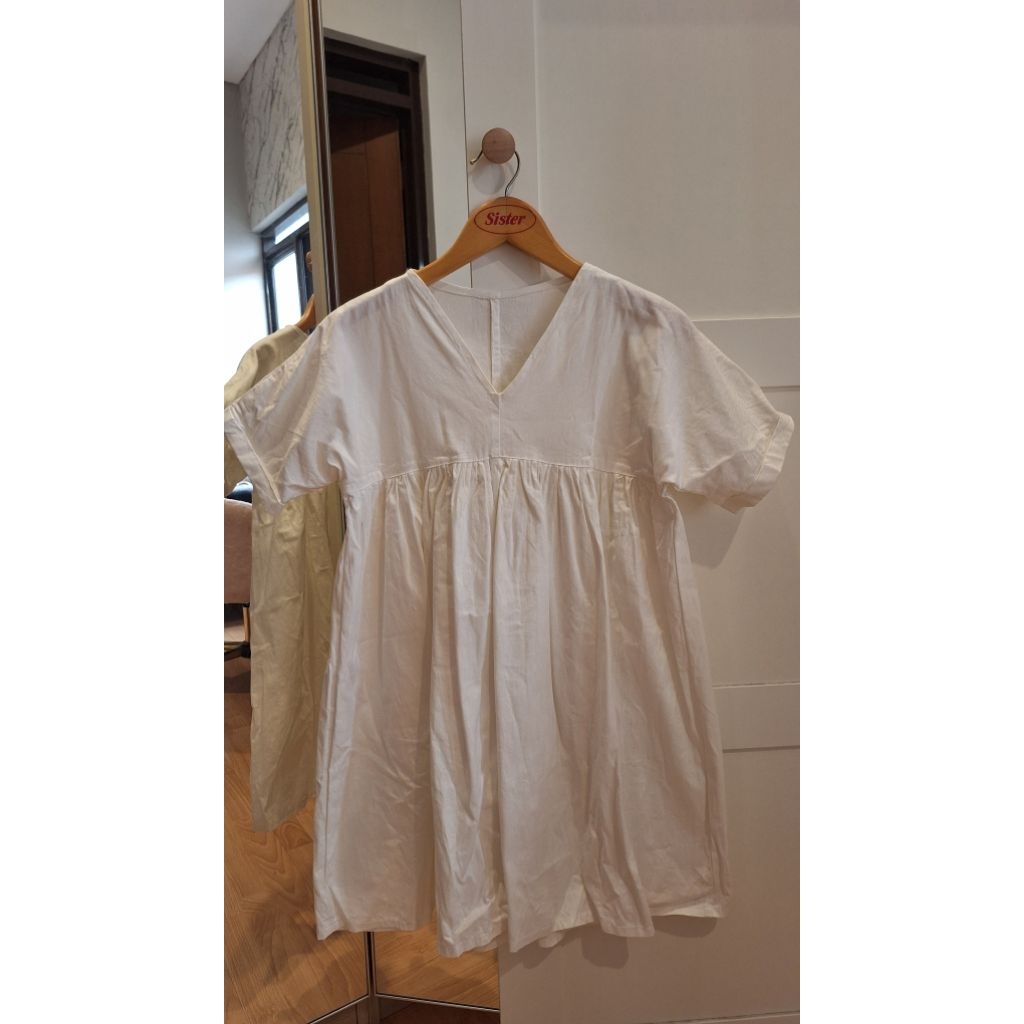 White BabyDoll, Mini dress katun linen