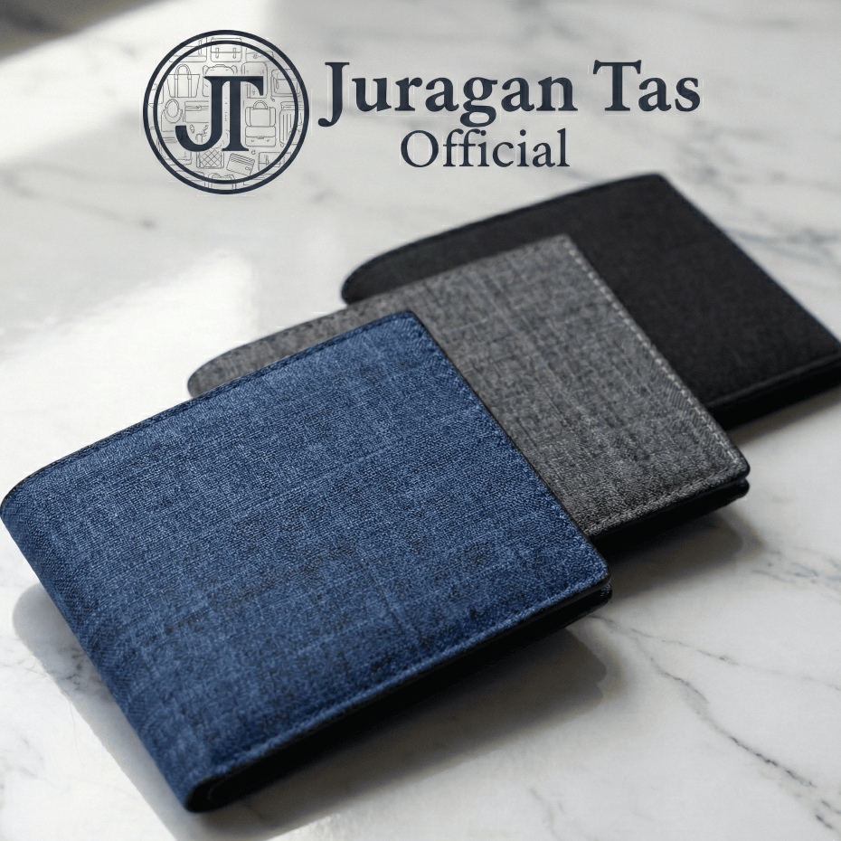 NUZ - [JURAGAN TAS] REAL PIC Dompet Pria Bahan Kanvas K700 Dompet Kain Polos 3/4 Multicard + BOX