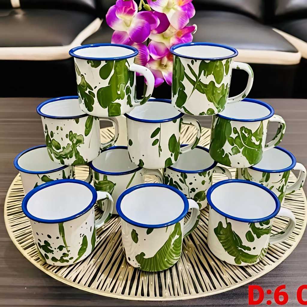 Cangkir / Mug Enamel Blirik 6cm | Cangkir Jadul Klasik Gelas Blurik Cangkir Enamel Seng Jadul Blurik