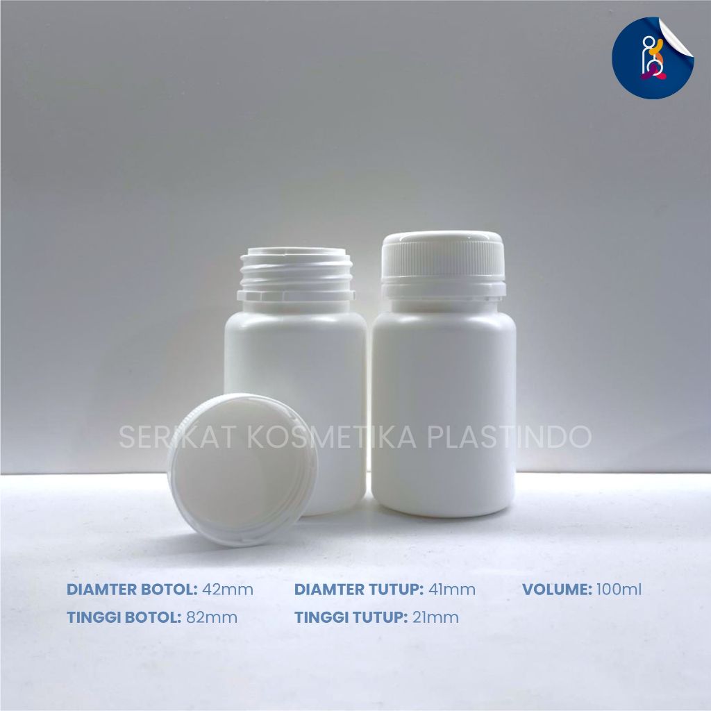 BOTOL KAPSUL CURLIFE 100ML TUTUP SEGEL / BOTOL KAPSUL HDPE 100ML PUTIH