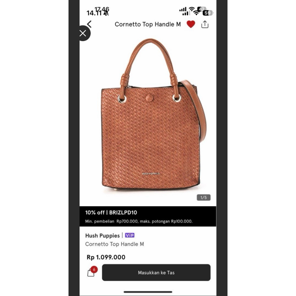 HUSH PUPPIES CORNETTO TOP HANDLE SIZE M