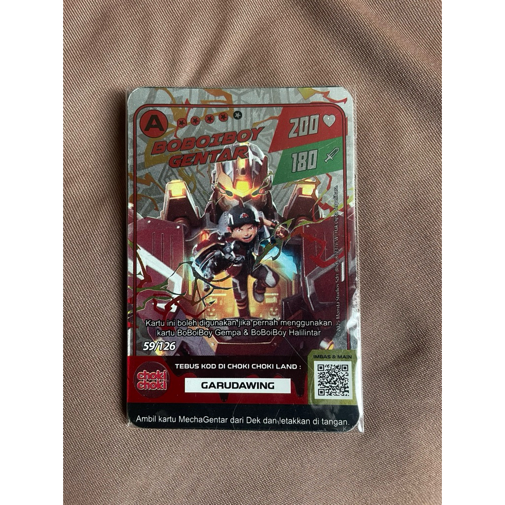 Boboiboy Gentar Silver Kartu Choki choki