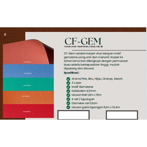 Vinyl roll GEM 3 Ply sport olahraga tebal 4,5mm | vinyl khusus badmintoon futsal