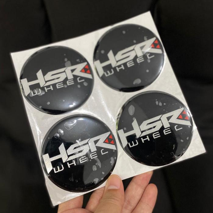 Stiker Cutting Tutup Dop Velg Mobil Timbul Logo HSR WHEEL Diameter 7, 6 & 5 CM Sticker Timbul