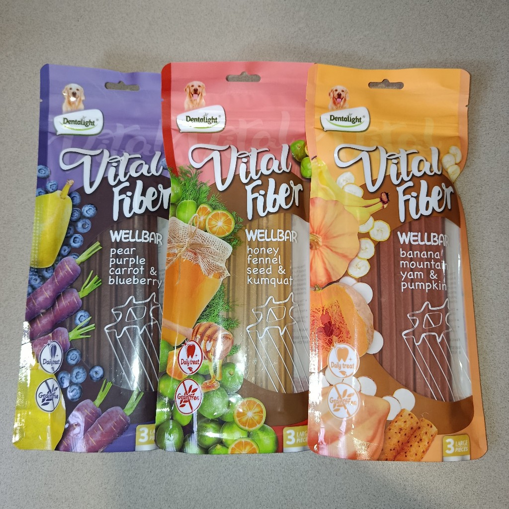 Dentalight Vital Fiber 250gr Wellbar Large Dog Snack Dental Anjing