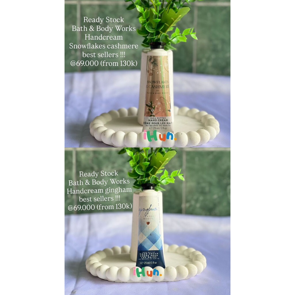 bath & body works bbw hand cream gingham & snowflakes cashmere