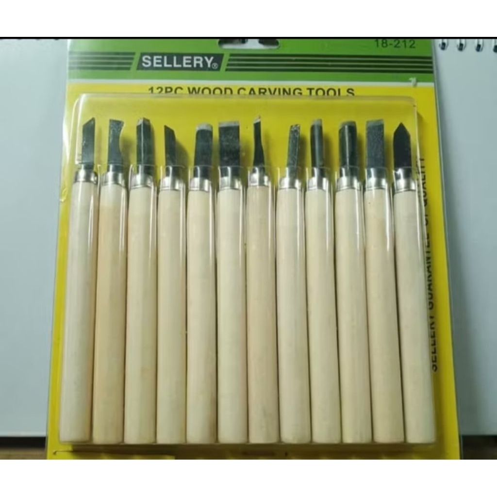 Alat Pisau Ukir Pahat Kayu / Wood Carving Tools Set 12pcs Sellery