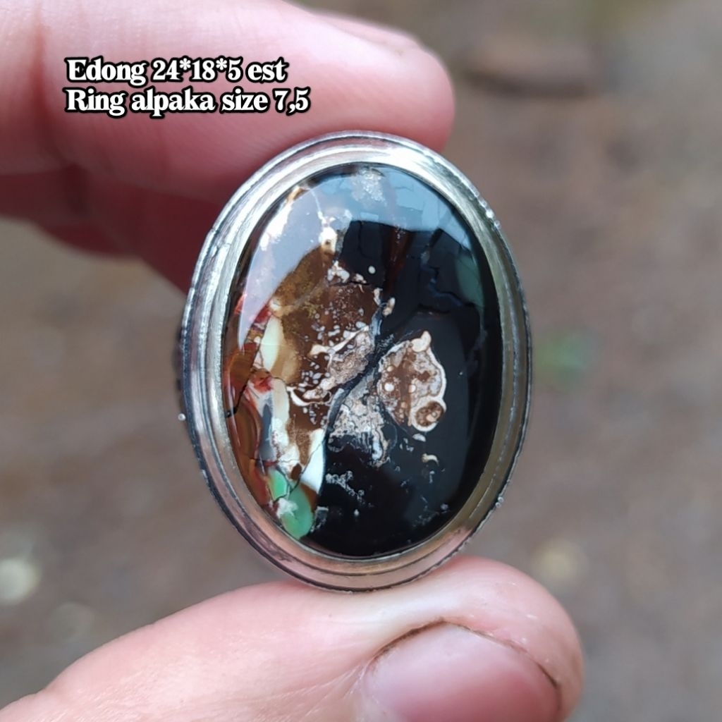 (BISA COD) Cincin Batu Akik Garut Pancawarna Garut Edong klasik