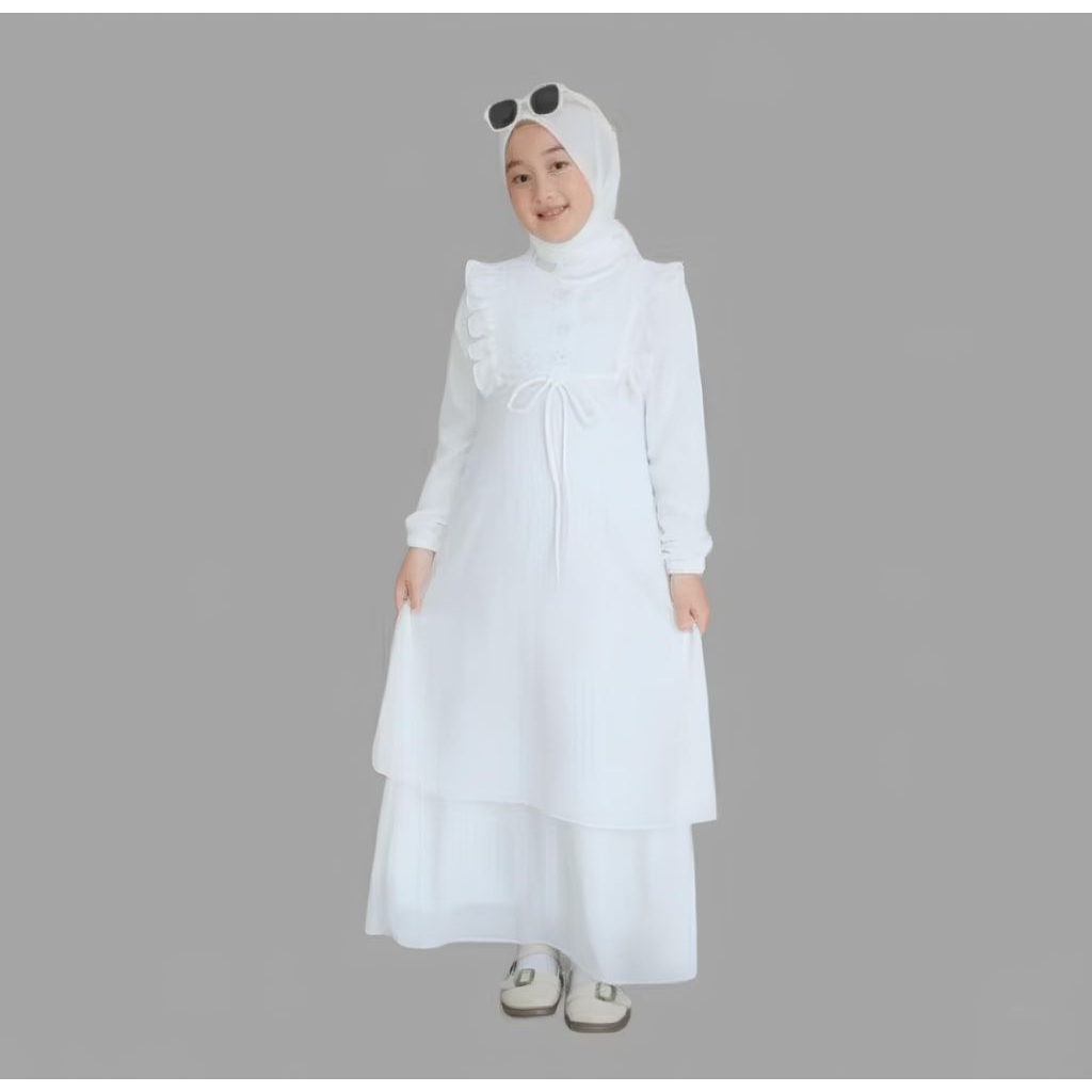 Furwa Mutiara Set   Gamis Anak Mewah  Hijab Satin Halus & Adem 2026