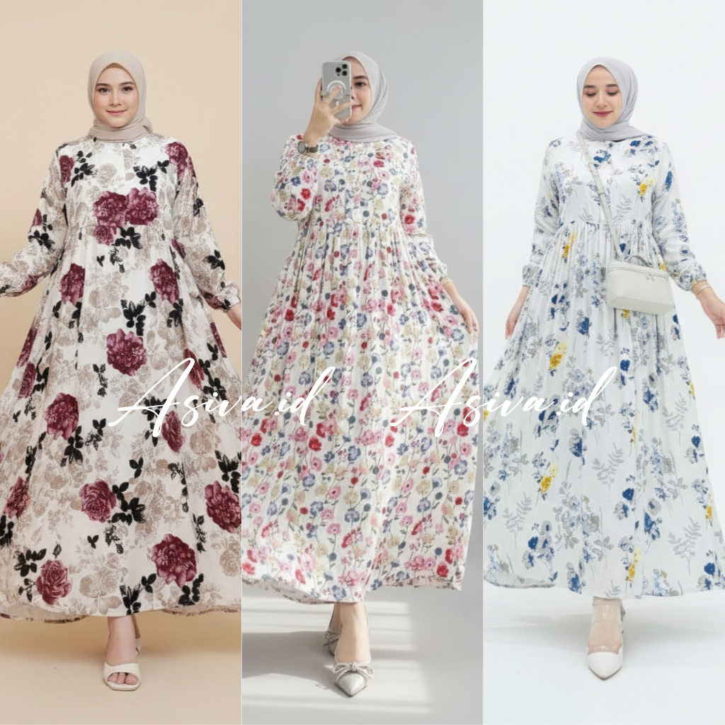 Gamis Midi Rayon Viscose Gamis Lebaran Gamis Rayon Diamond Premium