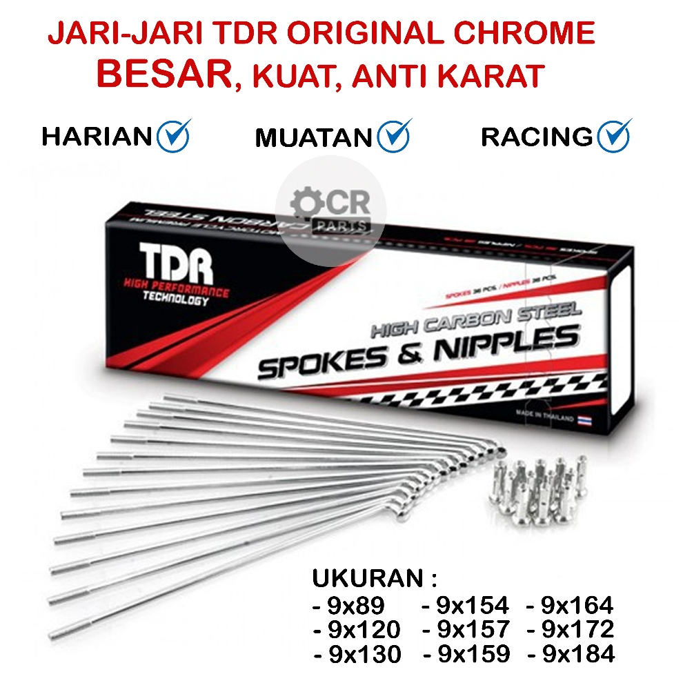TDR Racing Spoke Set Jari Jari Ruji Chrome Velg Ring 14 17 18 Besar Kuat Tahan Karat