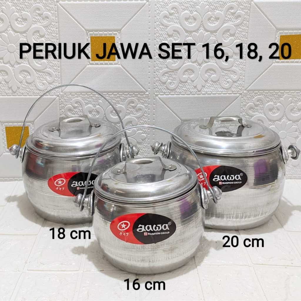 Panci Priuk Jawa Gantung Set ISI 3 PCS UKURAN  PERIUK 16, 18 & 20 CM BAHAN TEBAL KUAT DAN TAHAN LAMA