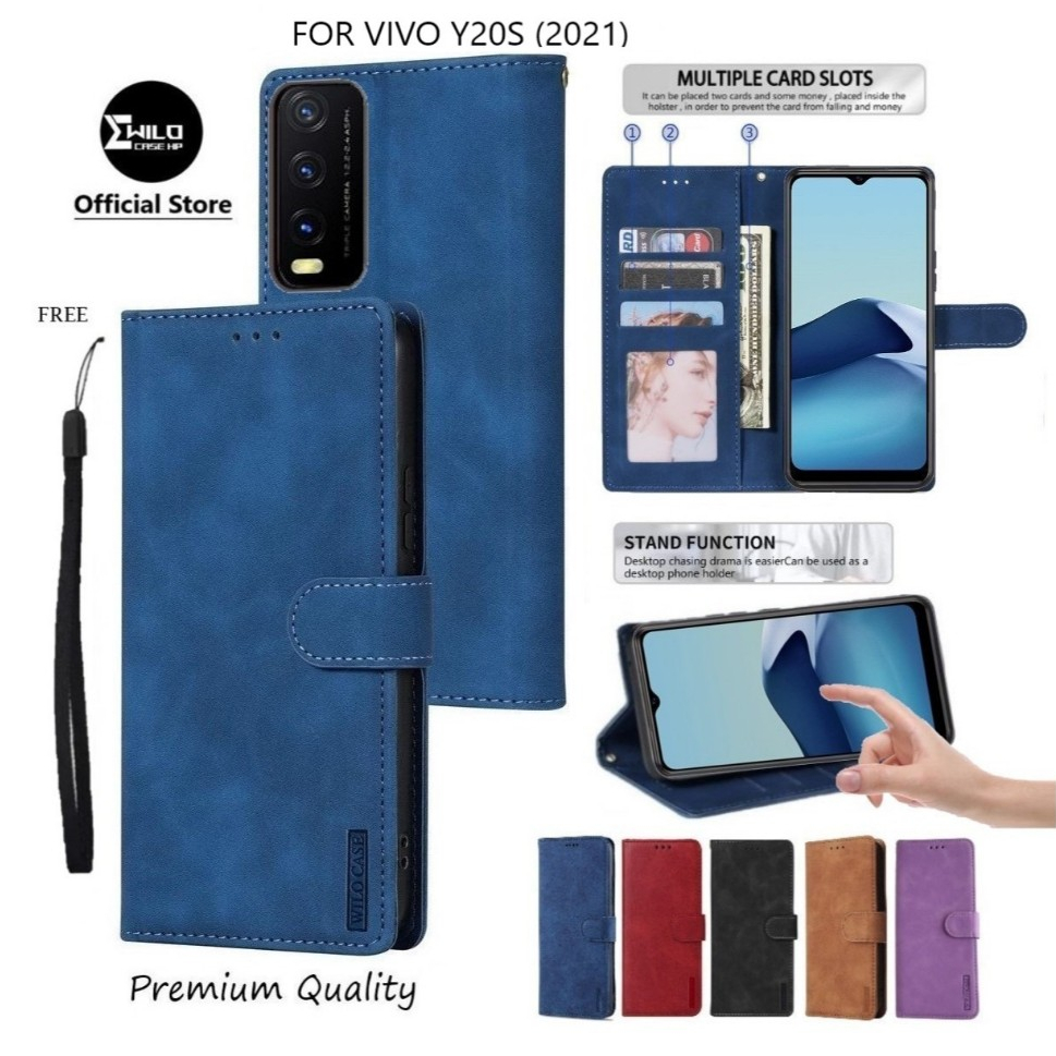 FLIP CASE UNTUK VIVO Y20s 2021 FLIP LEATHER CASE PREMIUM-FLIP WALLET CASE KULIT UNTUK VIVO Y20s 2021