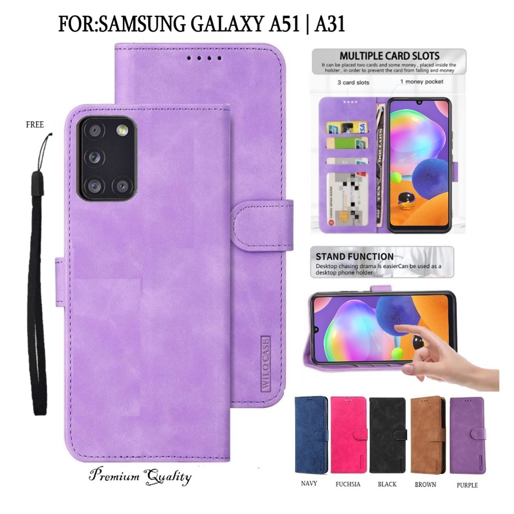 SAMSUNG GALAXY A31 | A51 Leather Flip Cover Wallet Case Kulit Case Wallet Leather Flip Case