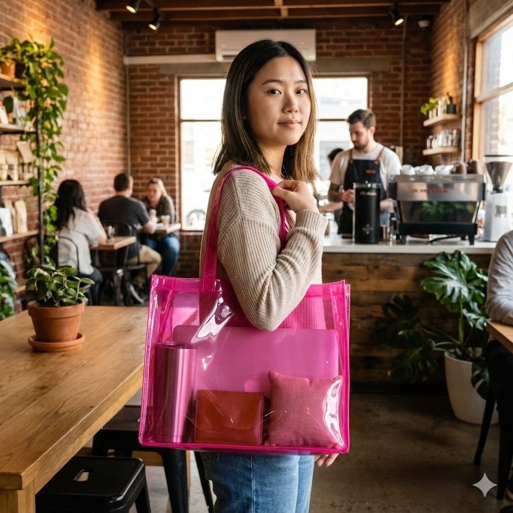 Tas Mika Transparan Wanita PVC Tebal Resleting | Tote bag Aesthetic Anti Air