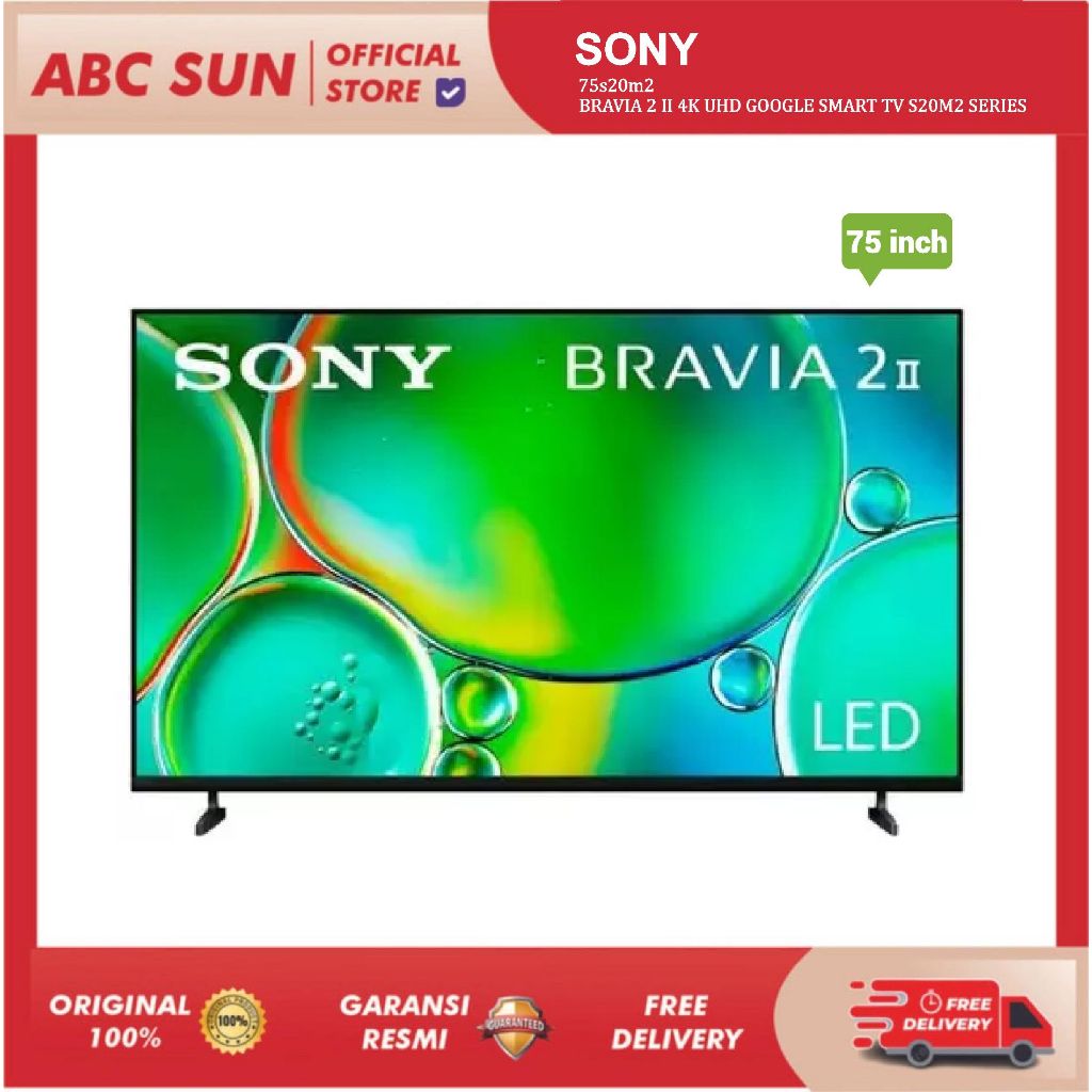 Sony 75s20m2 Led  Tv 75 Inch BRAVIA 2 II 4K Processor X1 4K Ultra HD High Dynamic Range HDR Smart TV