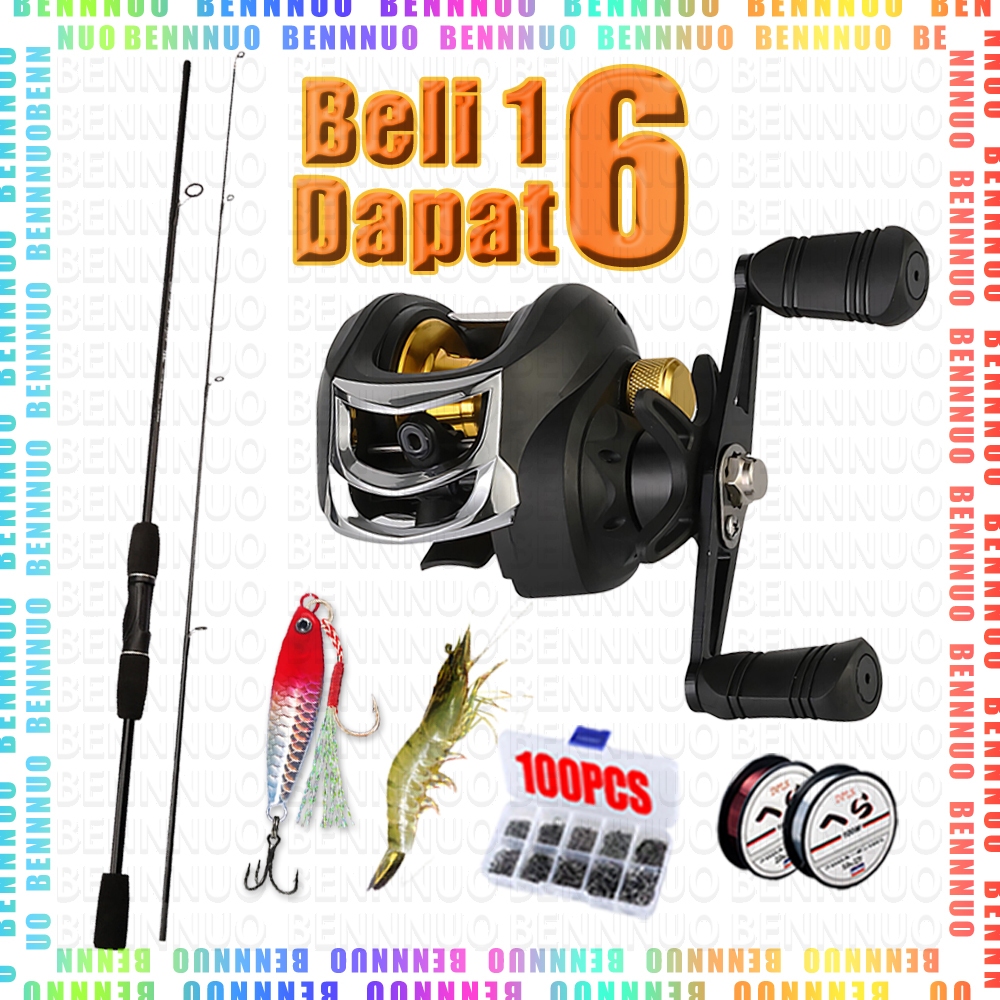 BC Reel Joran Pancing Set Emas Reel 1.6-2.4M Peralatan Memancing Pancing  Lengkap Kuat Pancing Paket