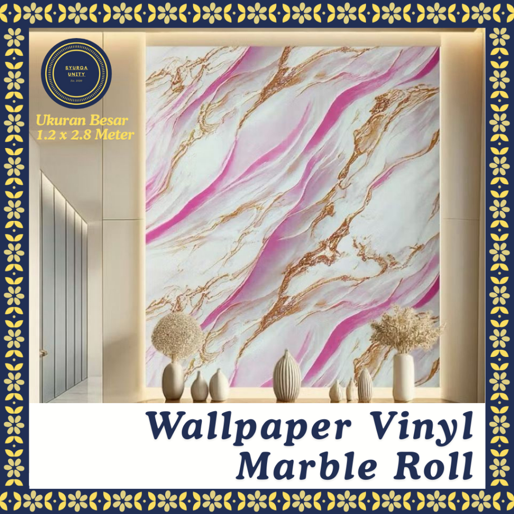 Wallpaper Dinding Motif Marmer Vinyl Roll Besar
