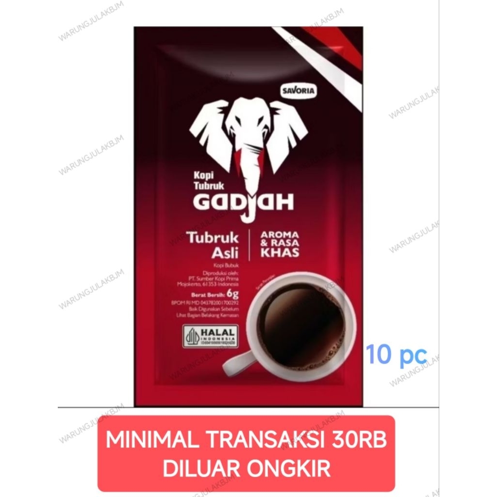 kopi tubruk gajah 6gr per renceng 10 sachet