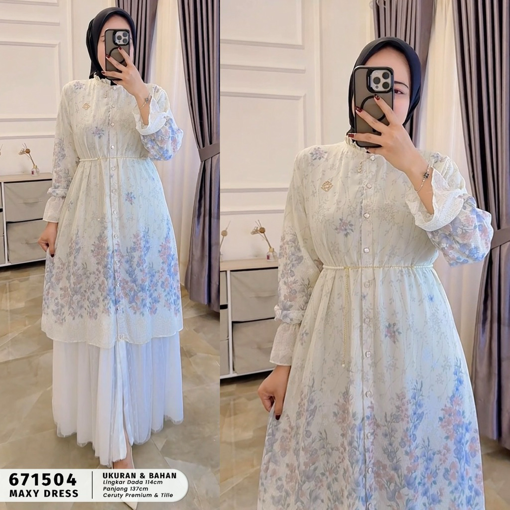 EXTU HERITAGE - Maxy Dress bhn ceruty premium +tile fit to Xl besar