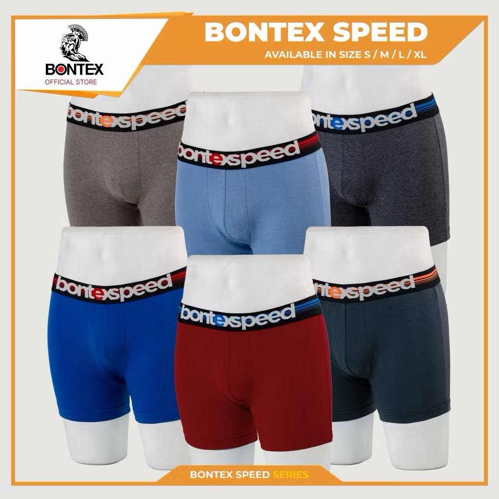 BONTEX Boxer Speed - Celana Dalam Pria - Celana Boxer Pria- Bahan Katun Pemakaian Olahraga Dan Sehar