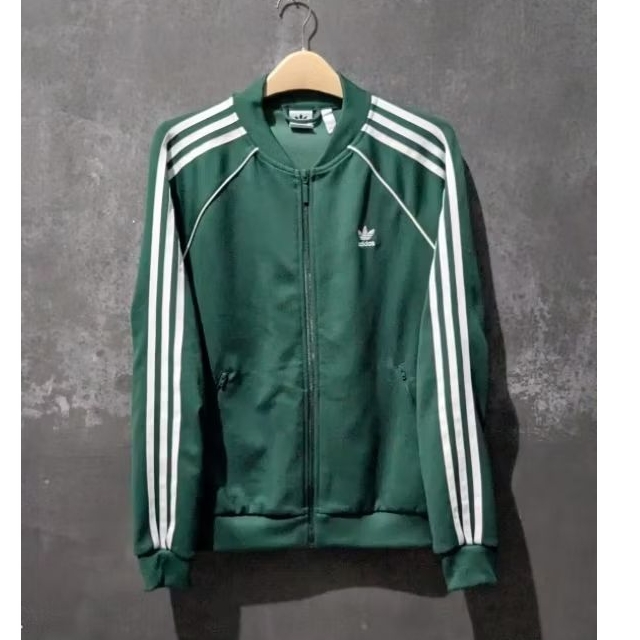 Tracktop Adidas Superstar Green Stripe White