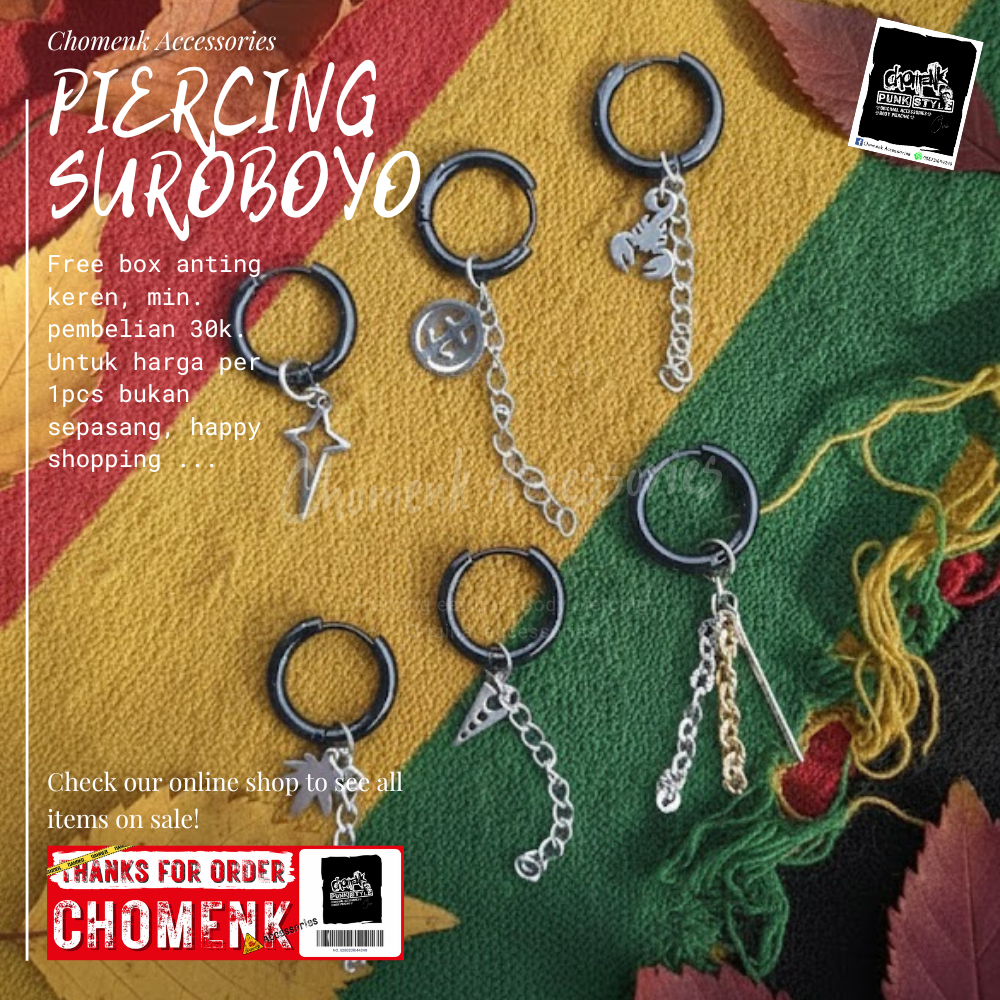 Anting Gantung Anting Rantai Anting Punk Anting Korea Anting Hoop Rantai Anting Huggie Hoops Anting 