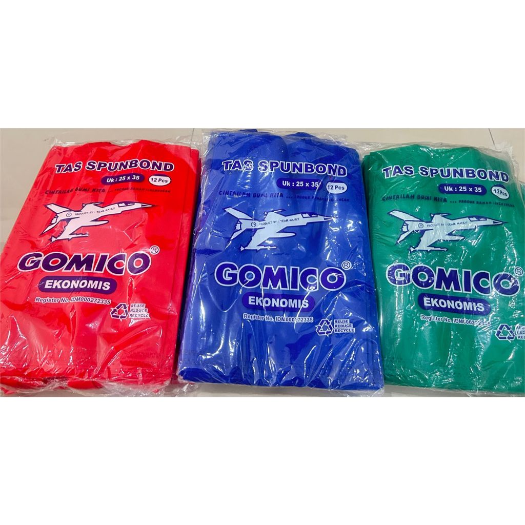 Tas Spunbond merk GOMICO Tali uk 25x35  / Goodie Bag GOMICO / Tas Belanja - PerLusin