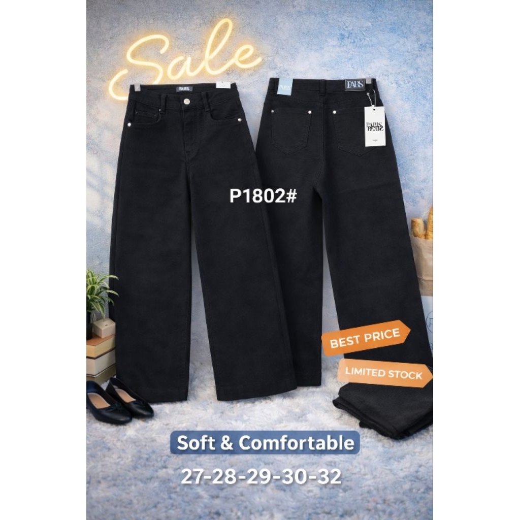 Celana jeans wanita PARIS PREMIUM KULOT JEANS HITAM WANITA celana kulot denim wanita