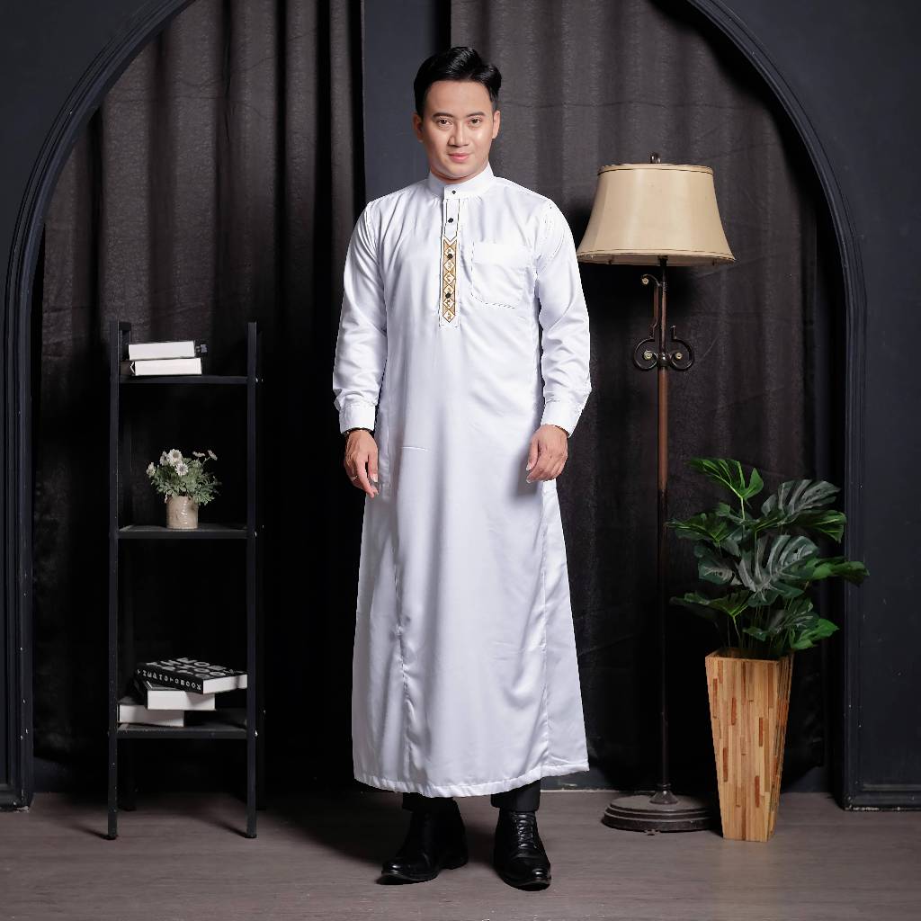 JUBAH PRIA SLIMFIT GAMIS PRIA JUBAH MEWAH BRODIR SLIMFIT JUBAH PRIA DEWASA