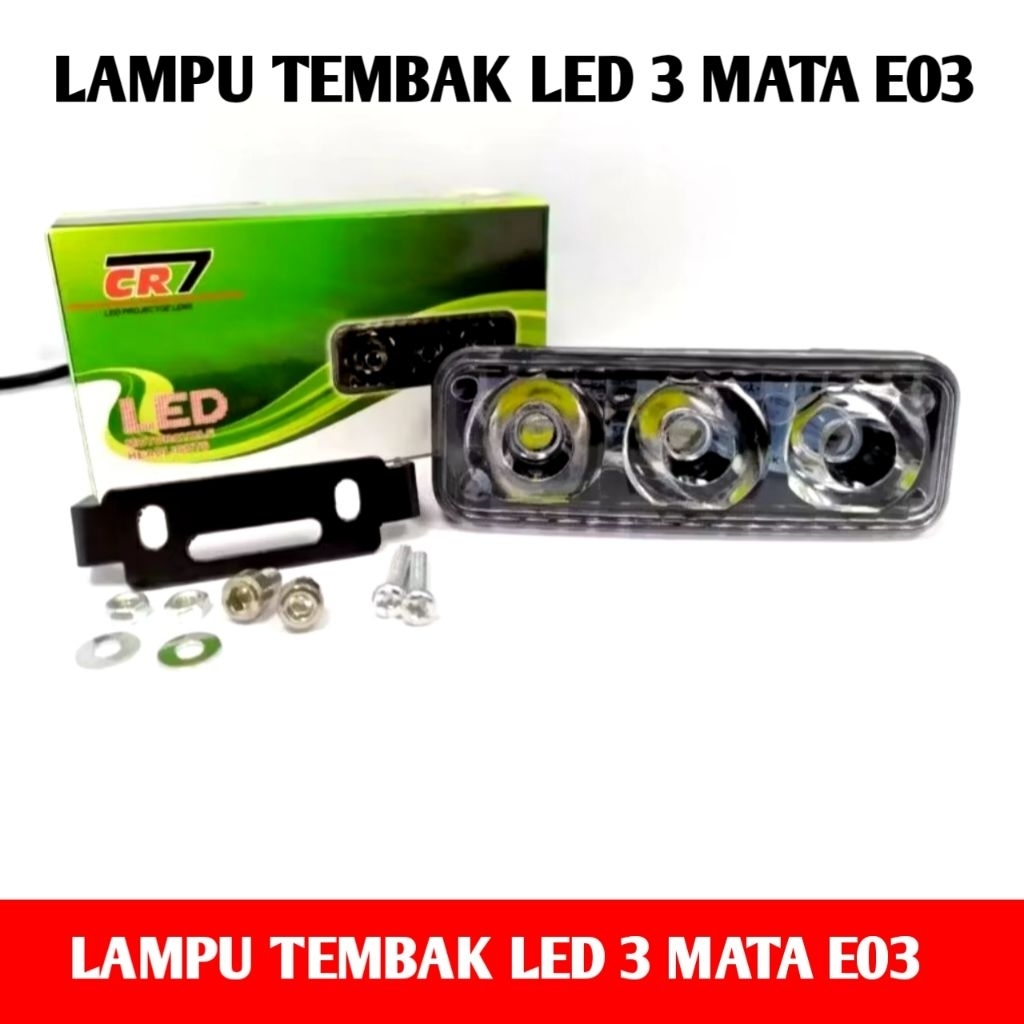 LAMPU TEMBAK SOROT E03 3 MATA MODE FLASH , LAMPU TEMBAK SOROT ,  LAMPU LED , LAMPU SOROT