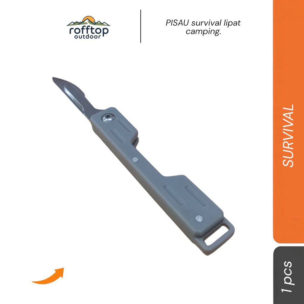 Slyz Pisau Lipat Outdoor Portable Folding Knife Survival Tool Keychain - Slyz53 - Silver rofftop out