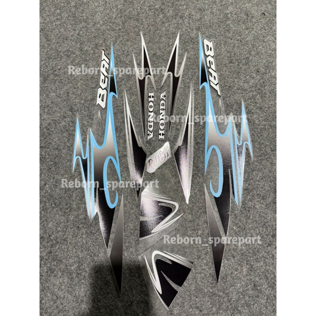 striping stiker transparan Honda beat karbu varky biru muda Vietnam style