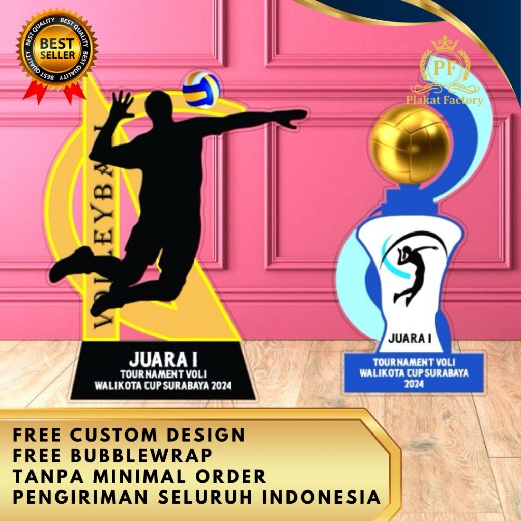 Plakat Akrilik Volly, Plakat Bola Volly, Piala Turnament Volly, Plakat Murah Terlaris