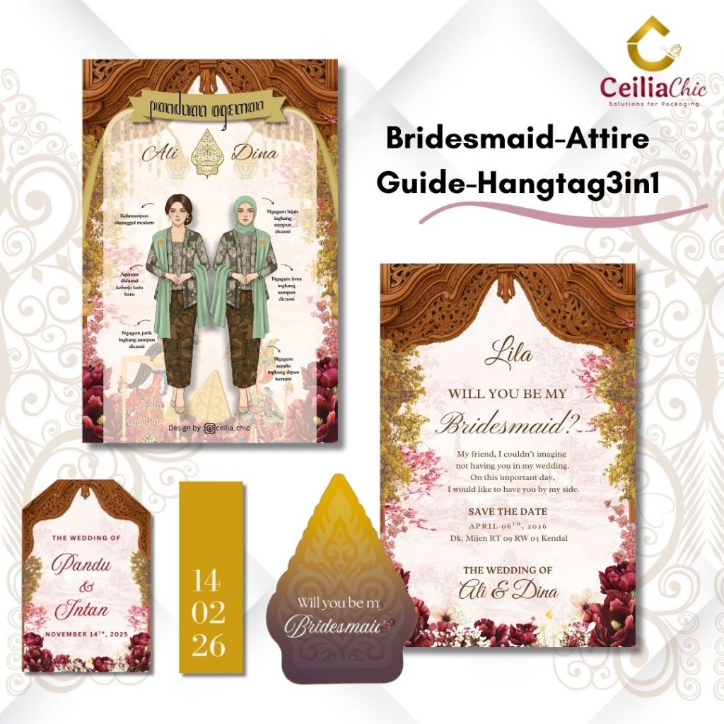 Attire Guide Card / Bridesmaid Card / Kartu Bridesmaid Pernikahan Ceiliachic