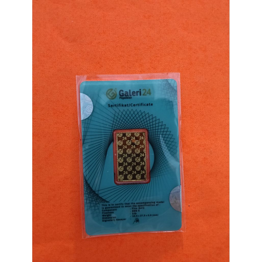 Logam Mulia Emas 5 Gram Galeri24 Pegadaian - Emas Murni 24 Karat, 999.9 Kadar, Investasi Aman